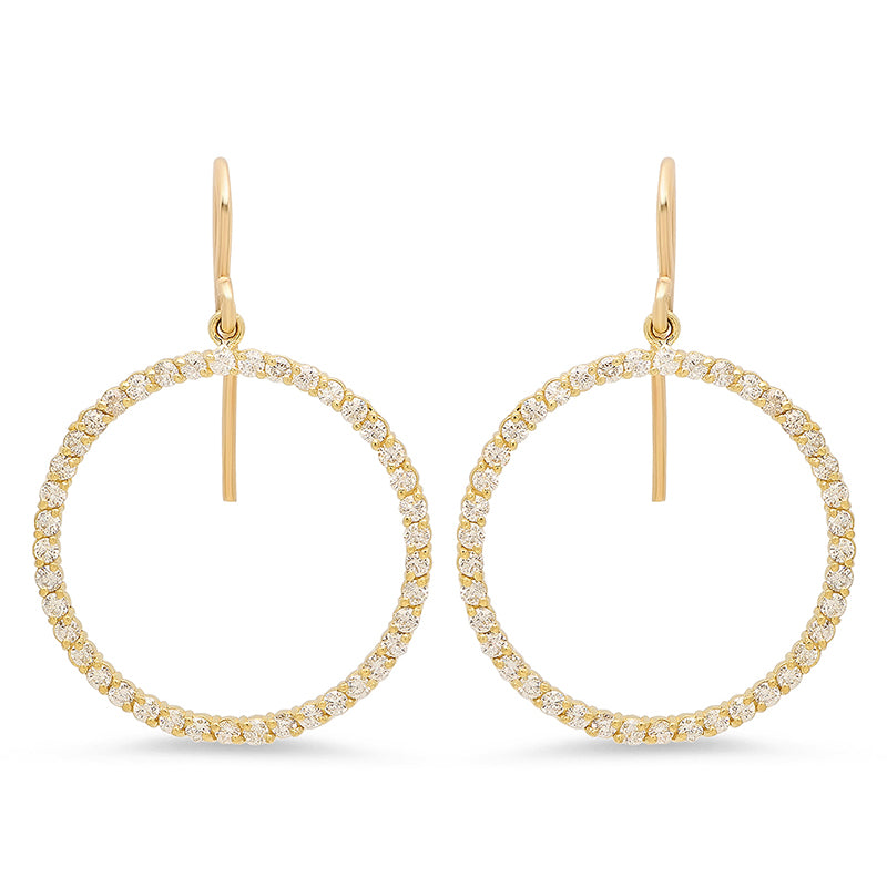 diamond circle dangle earrings