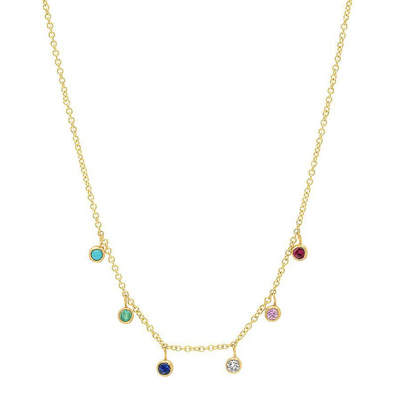 Multicolor Mini Bezel Dangle Necklace for Women | Jennifer Meyer