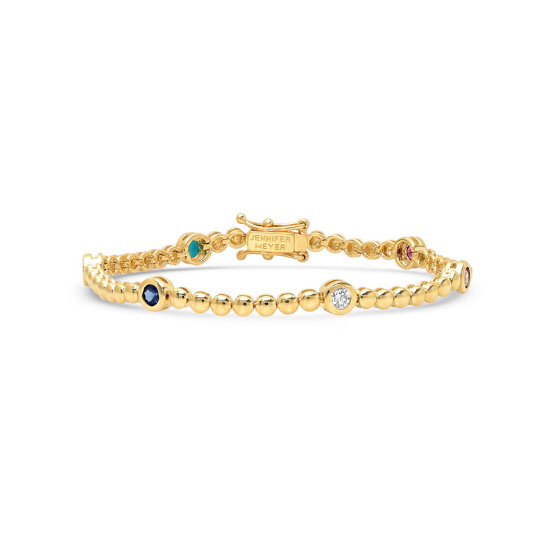 Mini Bezel Tennis Bracelet with Multicolor Accent