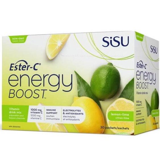 Sisu Ester C Energy Boost Lemon Lime 1000mg 30 Packets Village Vitamin Store