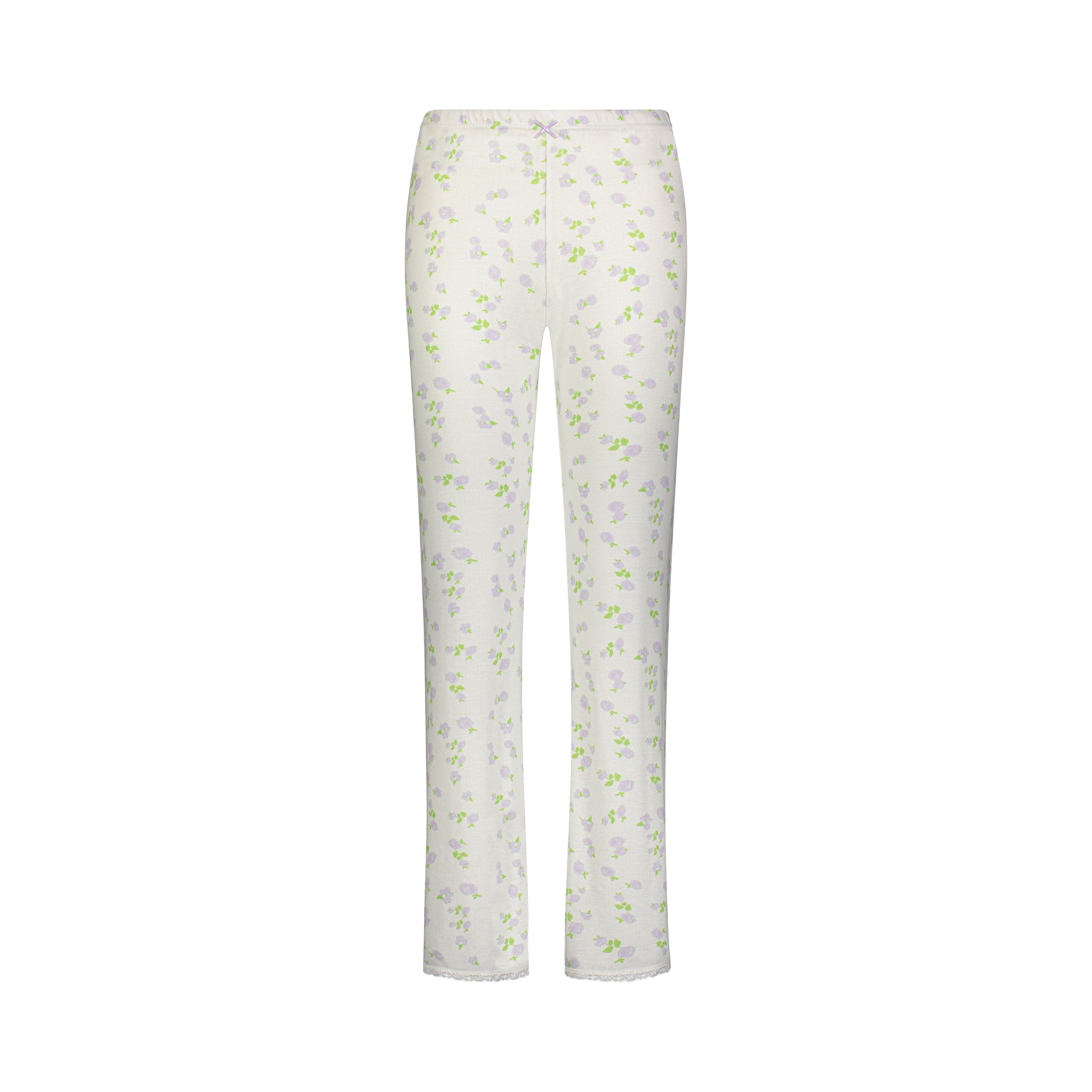 Polkadot LILAC FLORAL PANT HI RISE w Cluny Lace