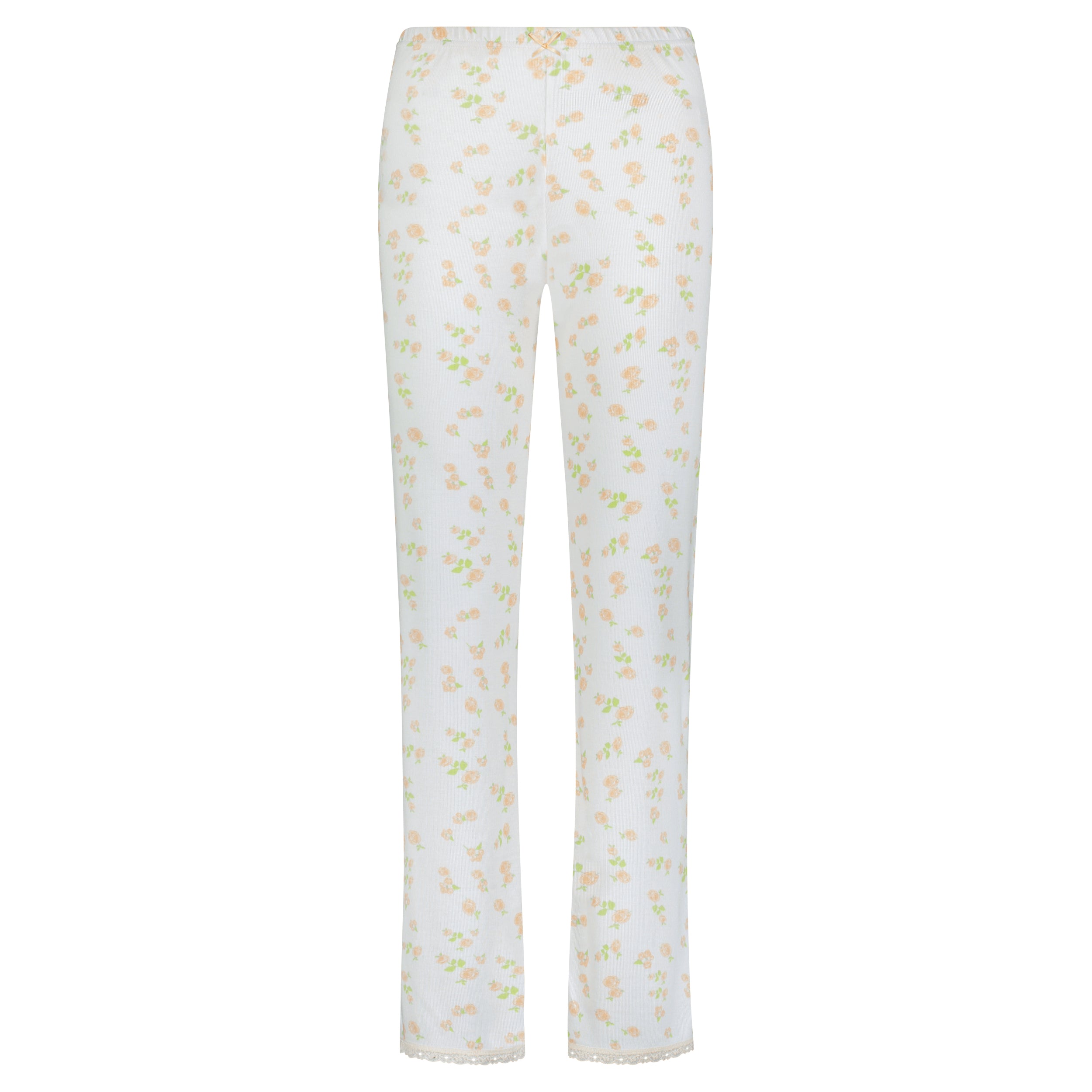 Polkadot PEACH FLORAL PANT HI RISE w Cluny Lace