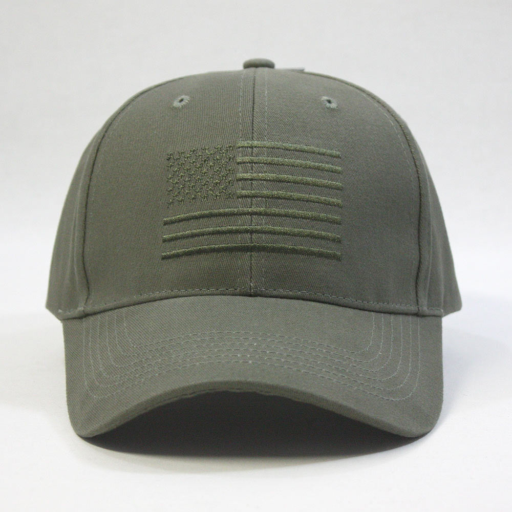 Vintage Tone on Tone USA Flag Cotton Adjustable Baseball Cap Olive Dra ...