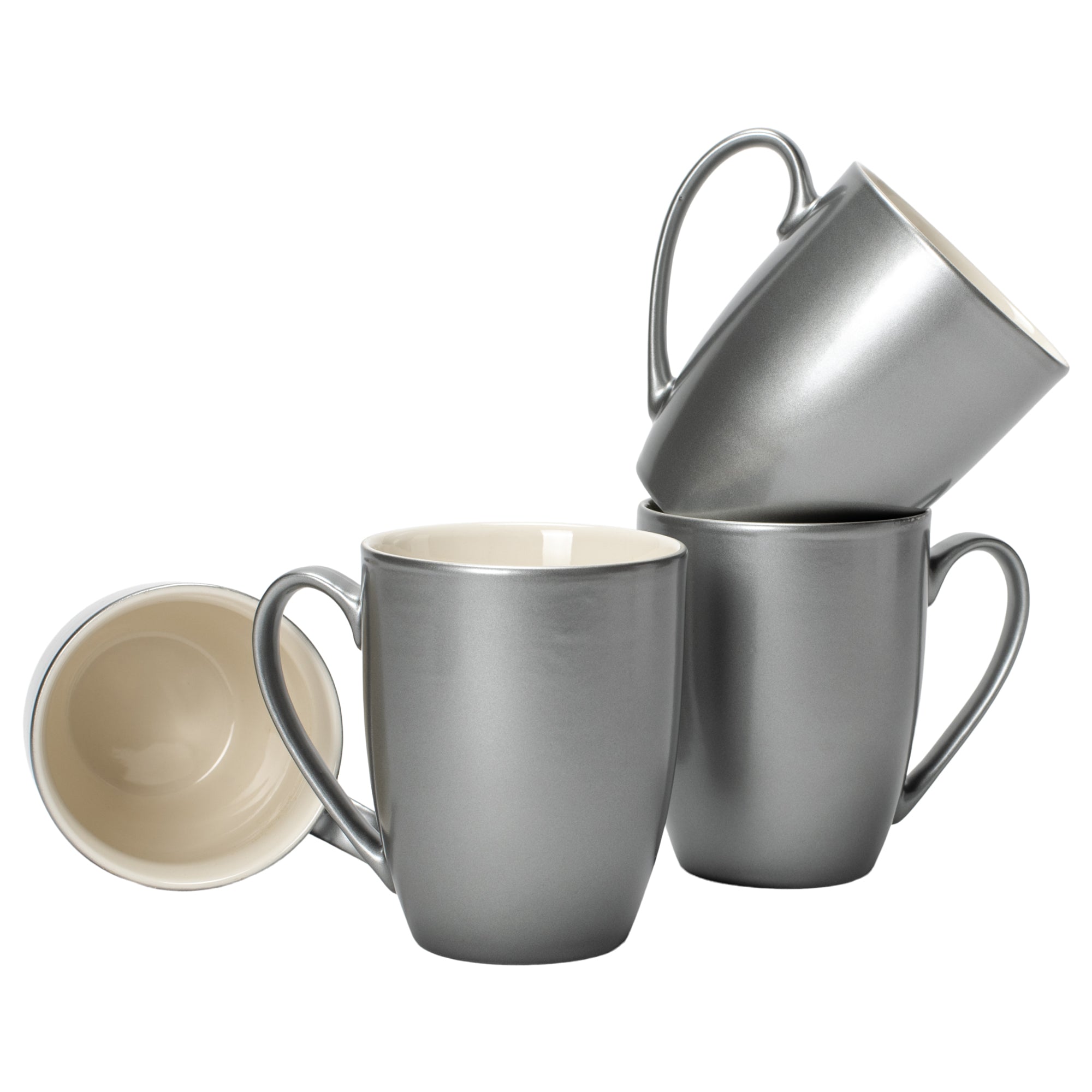 Download Grey Glossy Finish 10 Ounce New Bone China Coffee Cup Mugs Set Of 4 Elanze Designs
