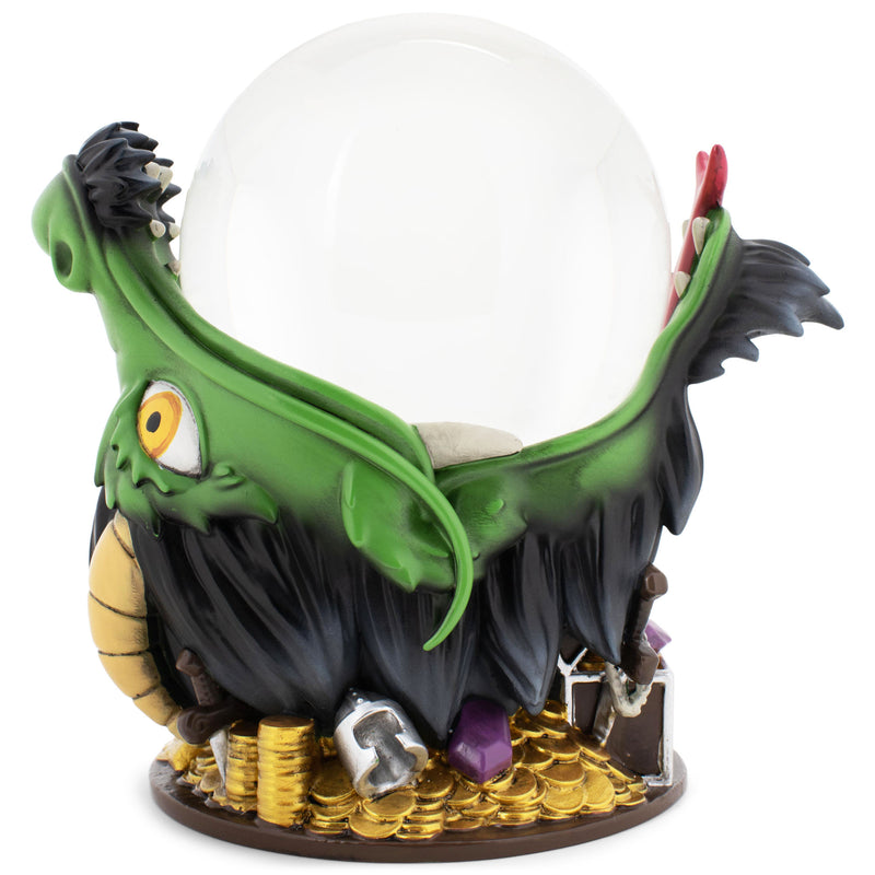 Elanze Designs Dragon Hoarding Treasure 100MM Gold Tone Glitter Snow Globe