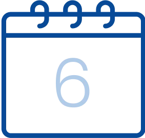 Calendar icon displaying the number 6 in the center.