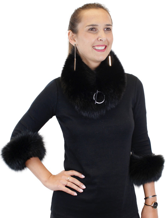 real fur collar and cuffs