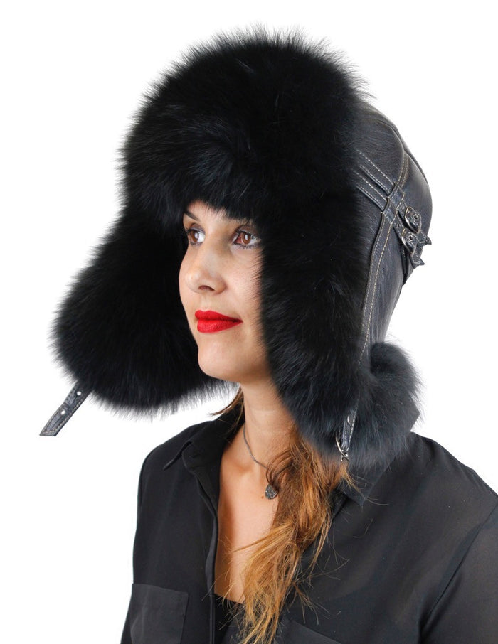 black fox fur hat