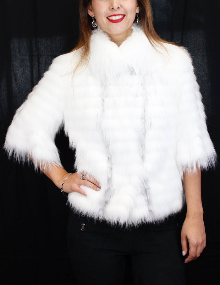 white fox fur collar