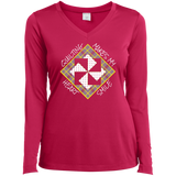 Quilting Makes My Heart Smile Ladies LS Performance V-neck Tee