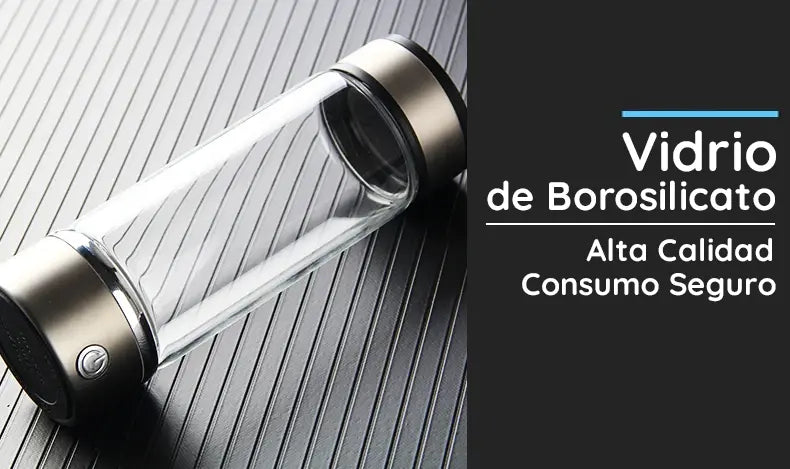 generador de agua hidrogenada portatil recargable vidrio de borosilicato