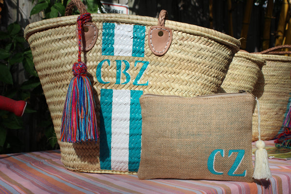 Monogrammed bag, personalized straw bag, customized ...
