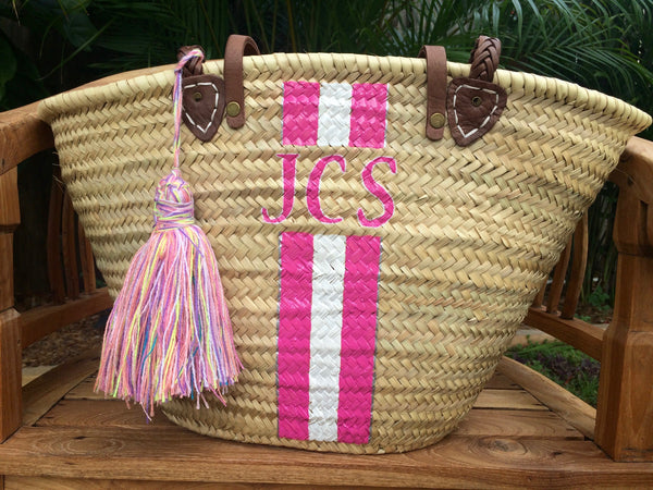 Monogrammed bag, personalized straw bag, customized handbag, initialed – L&#39;Atelier Unique