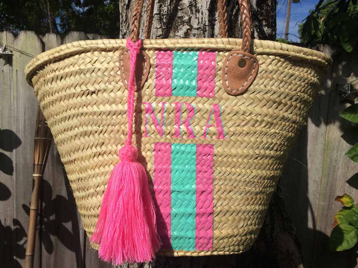 Monogrammed bag, personalized straw bag, customized handbag, initialed – L&#39;Atelier Unique
