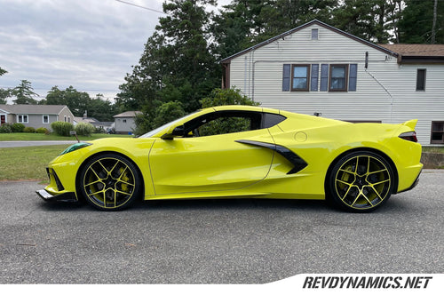 2020 C8 Corvette Cray Static Wheel Powdercoated in Accelerate Yellow and Black 