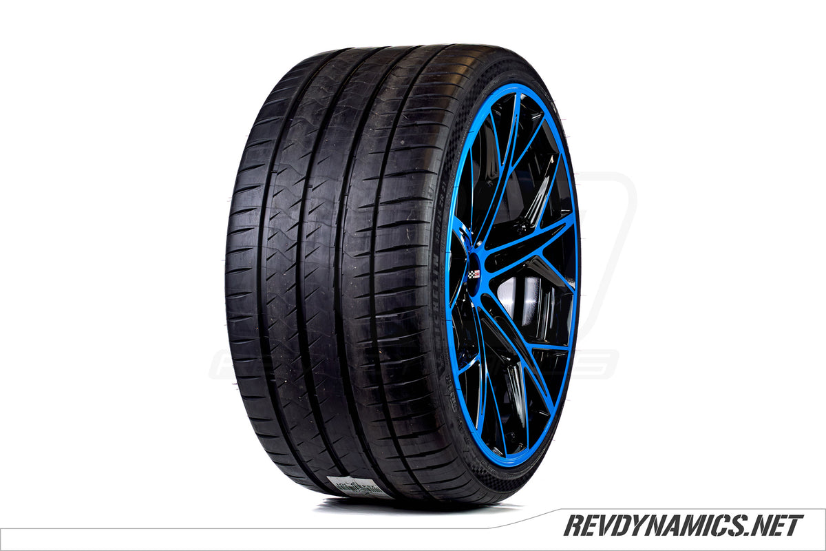 Cray Hammerhead with Michelin tire custom painted in Rapid Blue and Black 