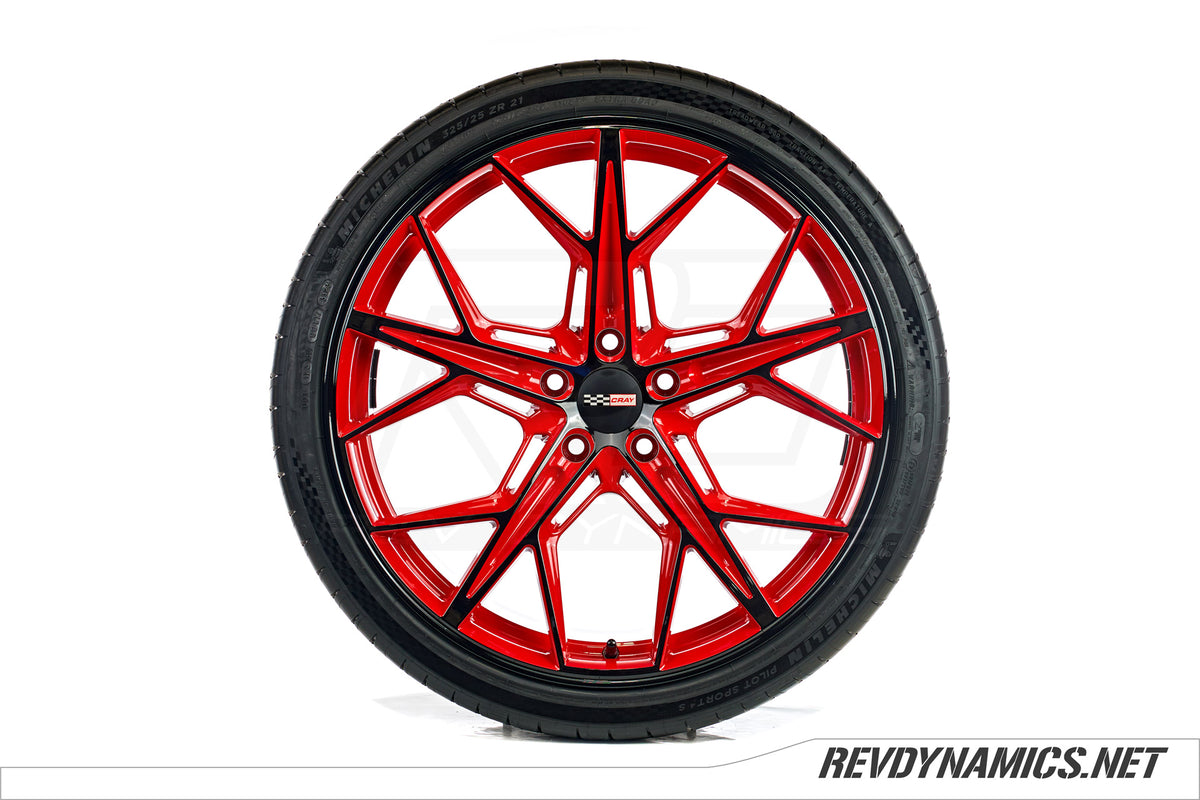 Cray Hammerhead Wheel Powdercoated in Torch Red and Black 