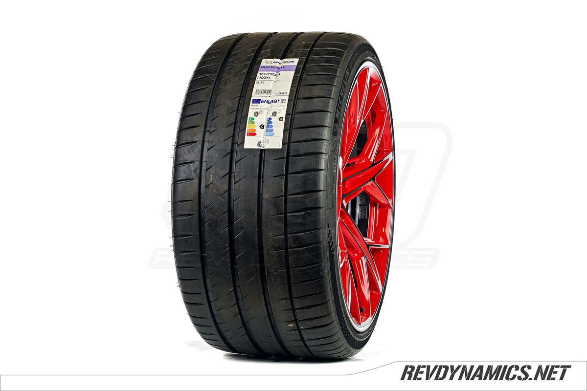 Cray Hammerhead with Michelin tire custom painted in Torch Red and Black 