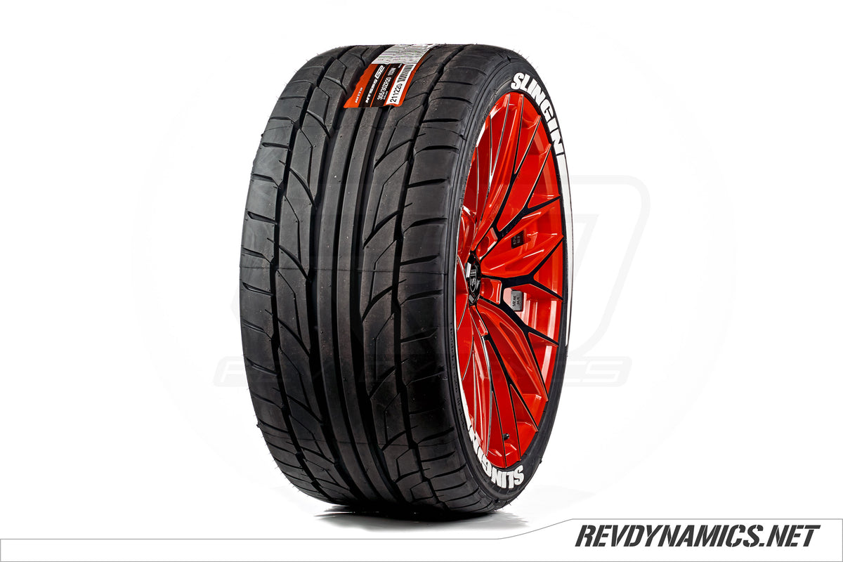 Lexani Aries with Nitto NT555G2 tire custom painted in Indy Red and Black 