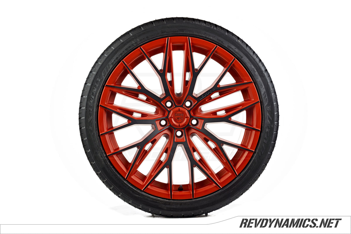 Lexani Aries Wheel Powdercoated in Indy Red and Black 