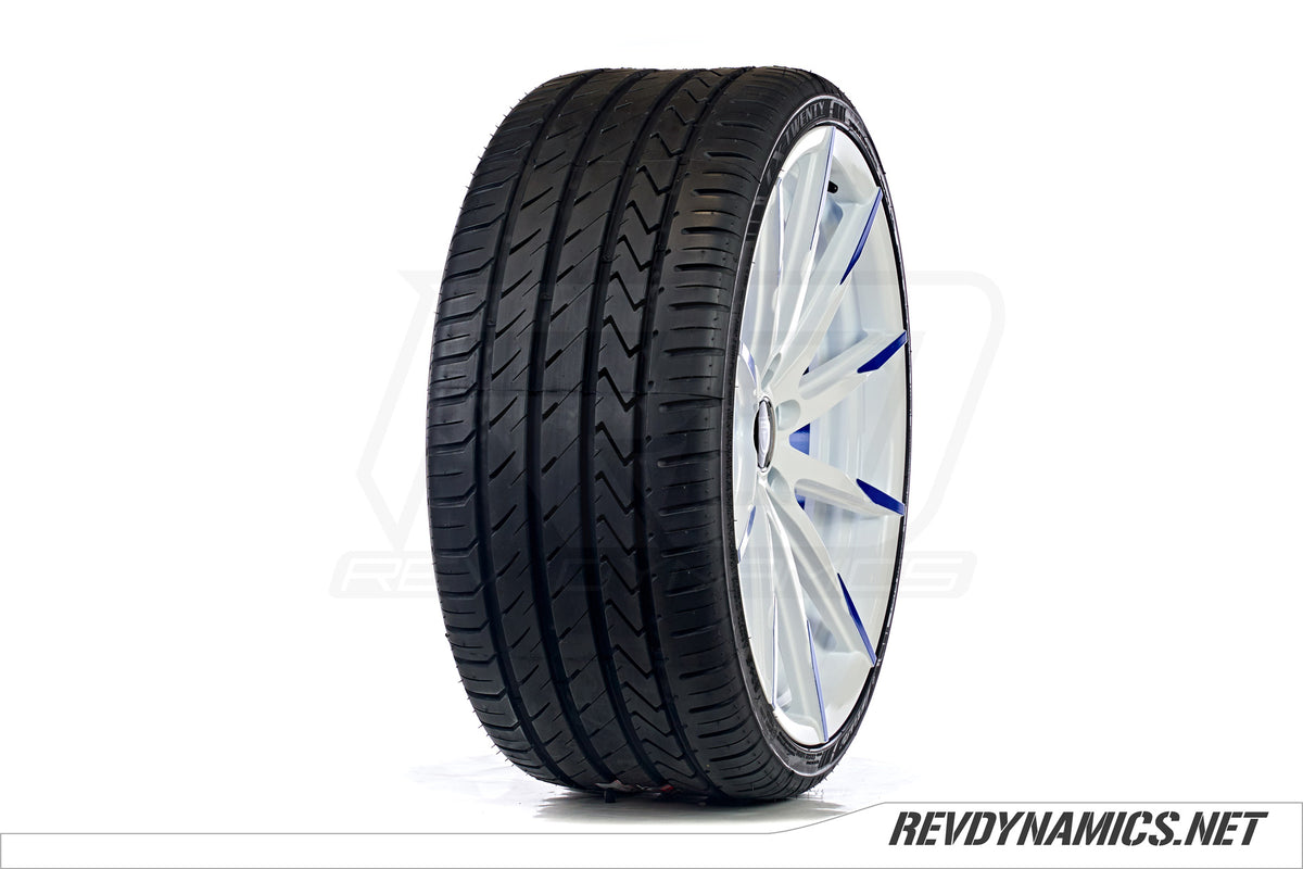 Lexani CSS-15 with Lexani LX-Twenty tire custom painted in White and Stealth Blue 