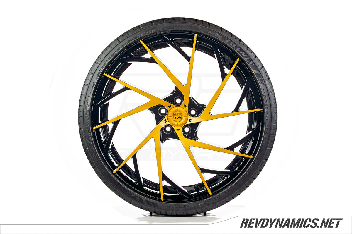Lexani Mugello Wheel Powdercoated in Daytona Yellow and Black 