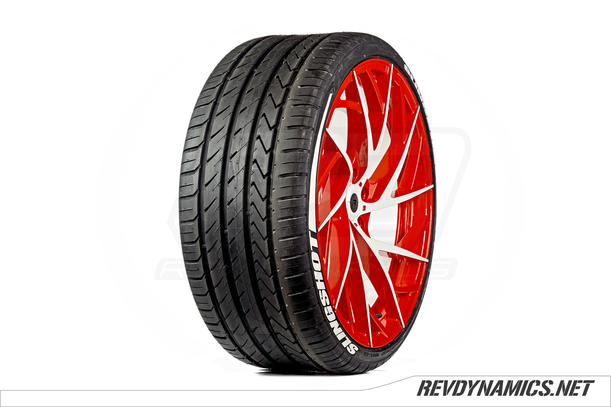 Lexani Mugello with Lexani LX-Twenty tire custom painted in Red Pearl and White 