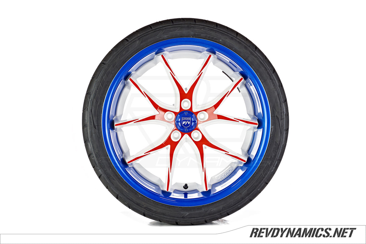 Lexani R-12 Wheel Powdercoated in Stealth Blue, Red Pearl, and White 