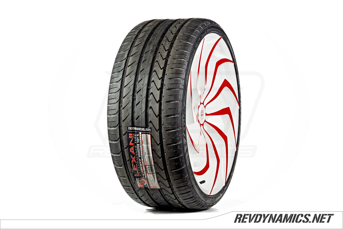 Lexani Shadow with Lexani LX-Twenty tire custom painted in Indy Red and White 