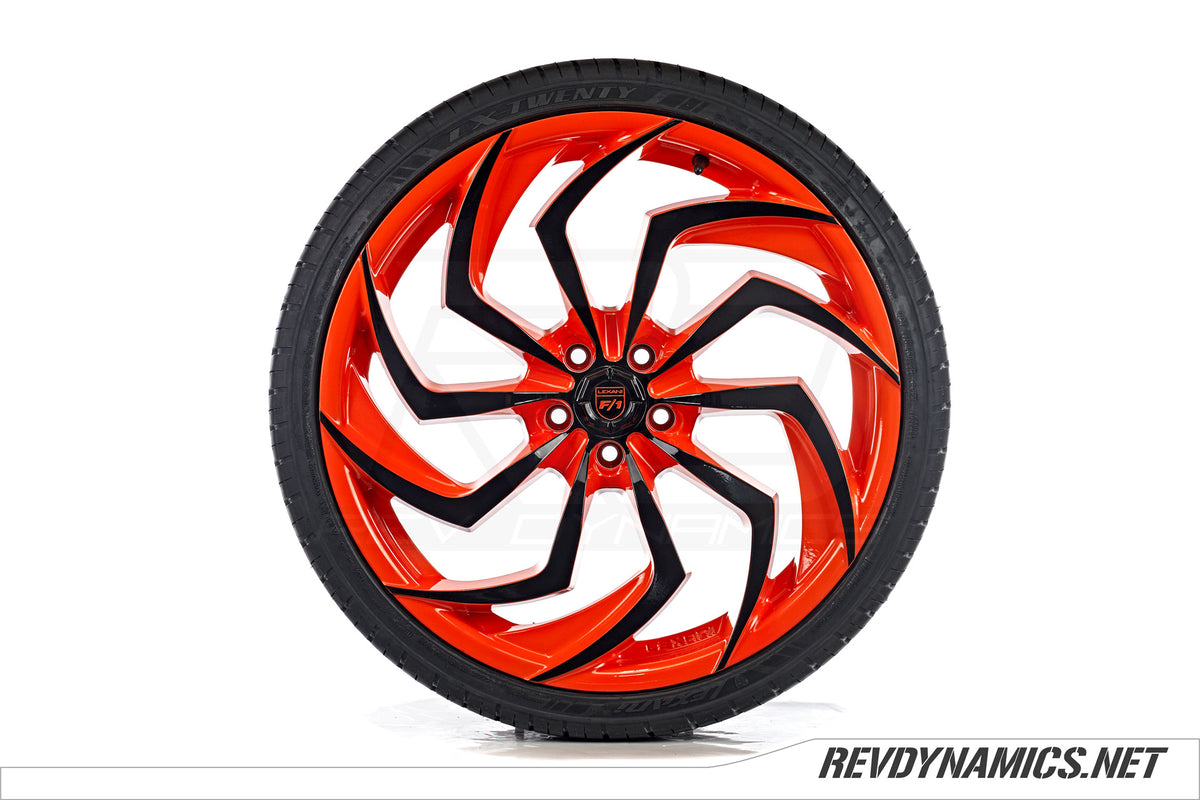 Lexani Shadow Wheel Powdercoated in Orange Madness and Black 