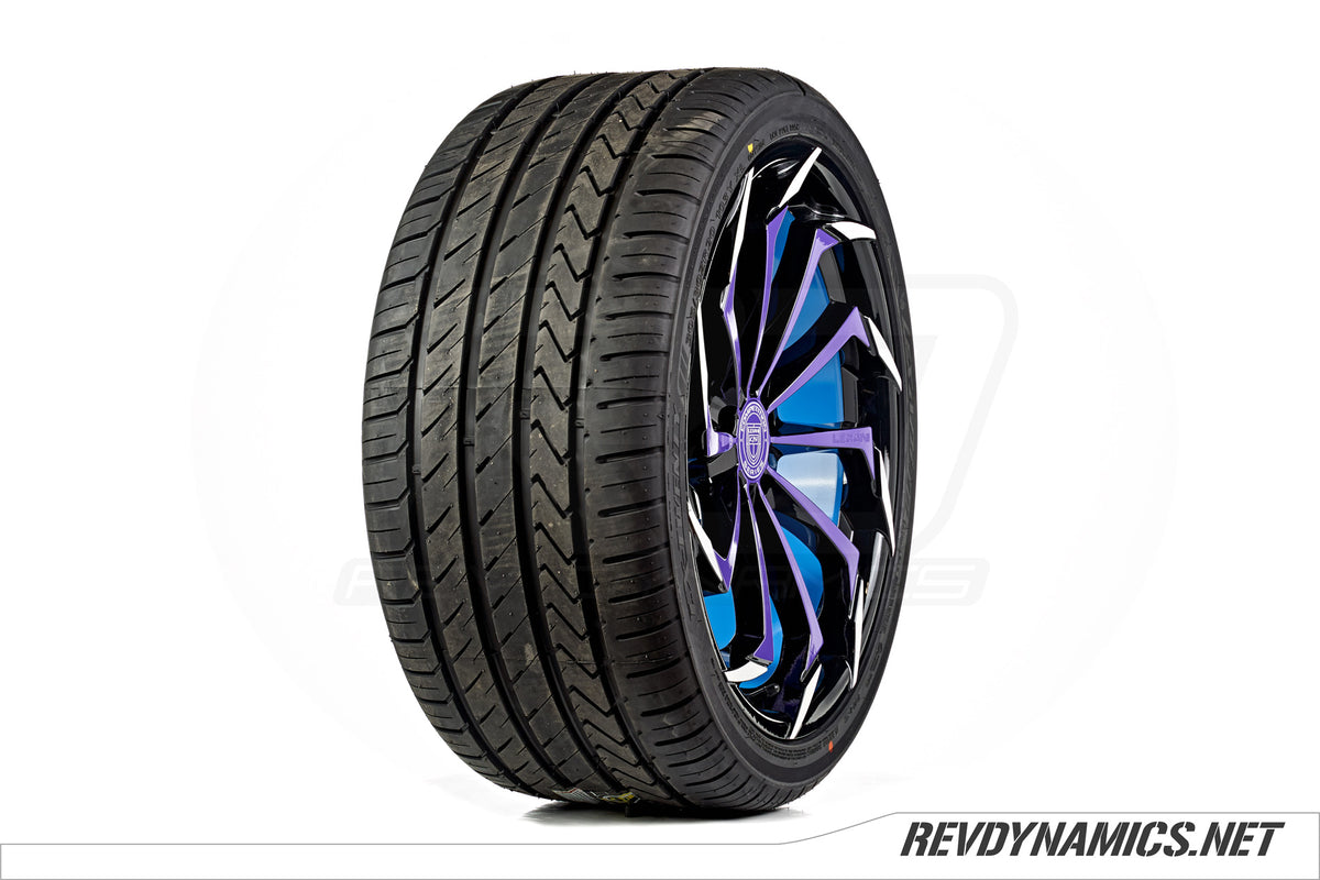 Lexani Static with Lexani LX-Twenty tire custom painted in Miami Blue Black Sinbad Purple White 