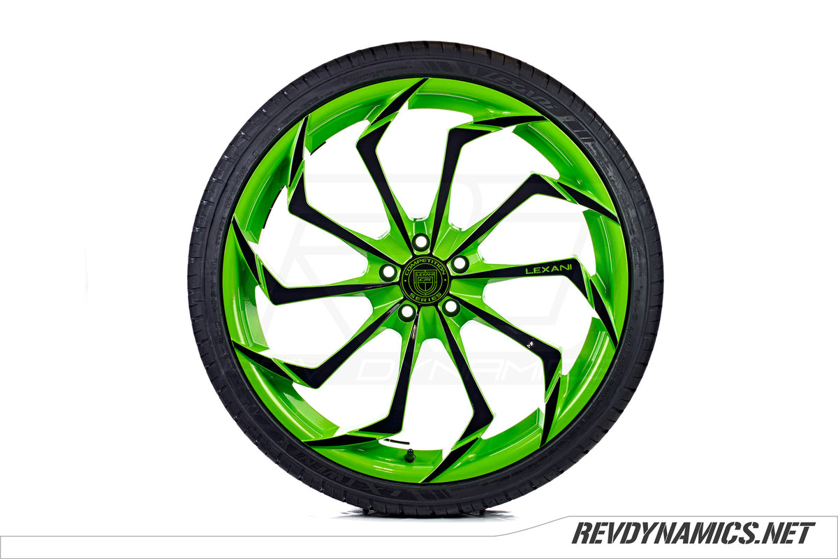 Lexani Static Wheel Powdercoated in Liquid Lime (Envy Green) and Black 