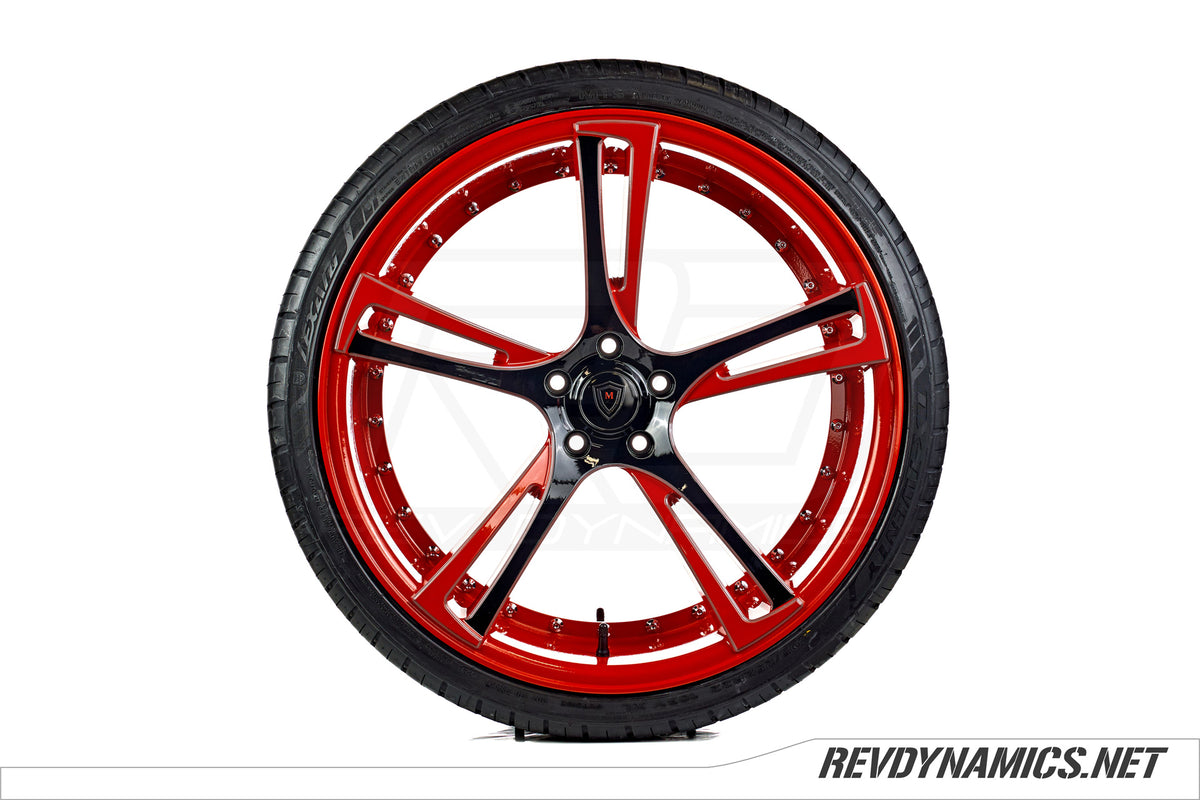 Marquee M3247 Wheel Powdercoated in Red Pearl, Black, and Ghost Gray 