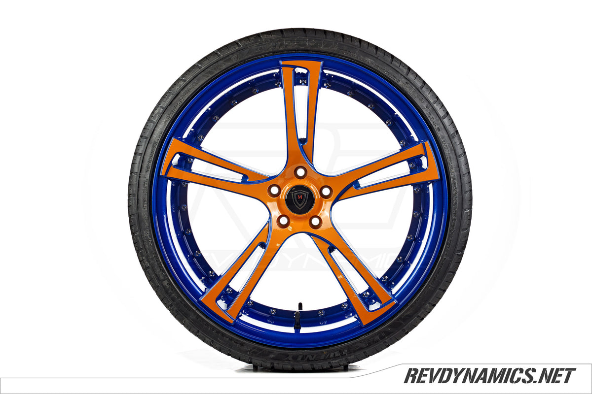 Marquee M3247 Wheel Powdercoated in Stealth Blue and Sunrise Orange