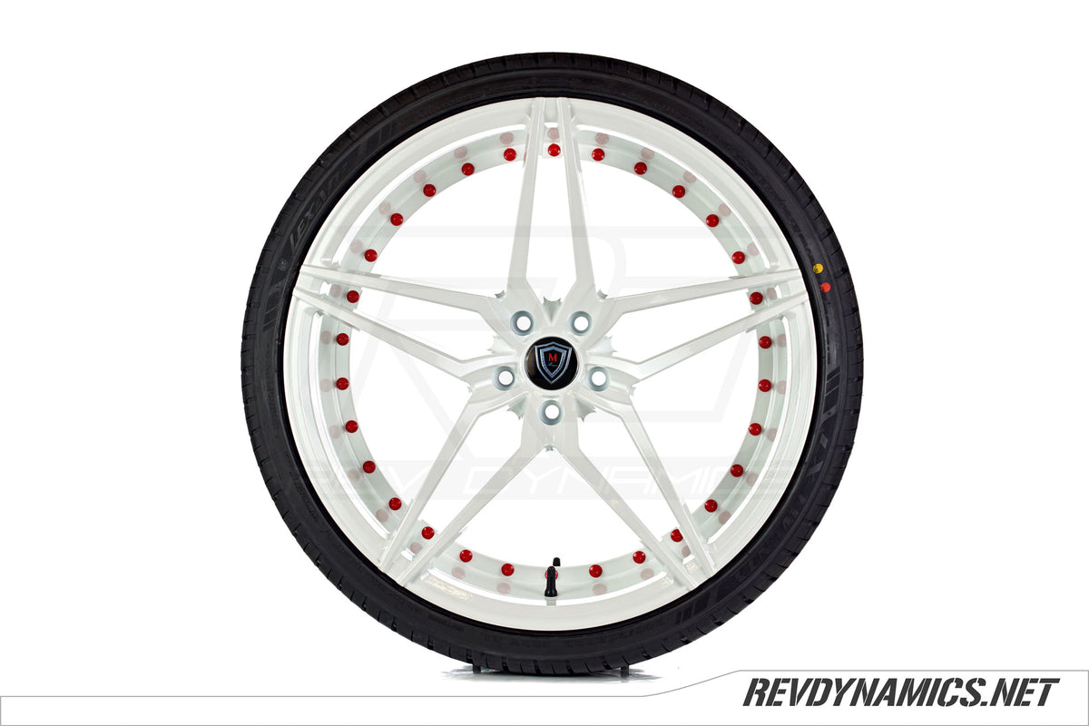 Marquee M3259 Wheel Powdercoated in White with Red Hardware 