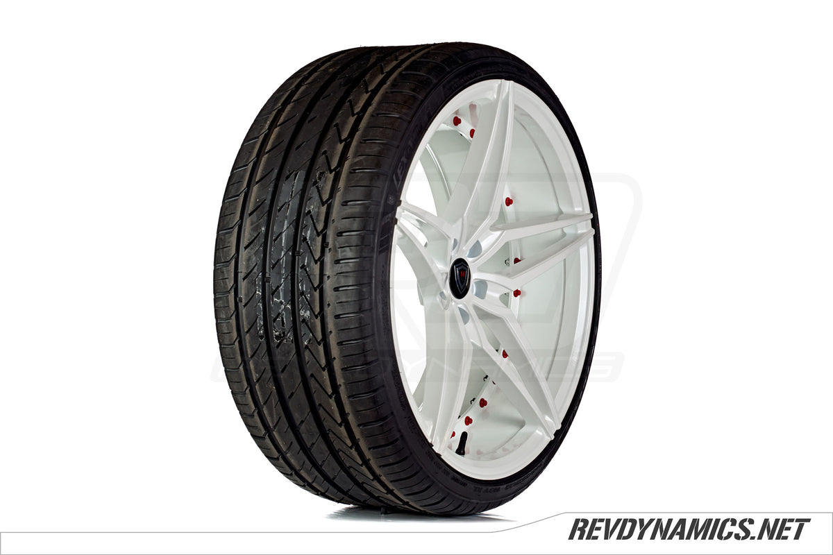 Marquee M3259 with Lexani tire custom painted in White with Red Hardware 