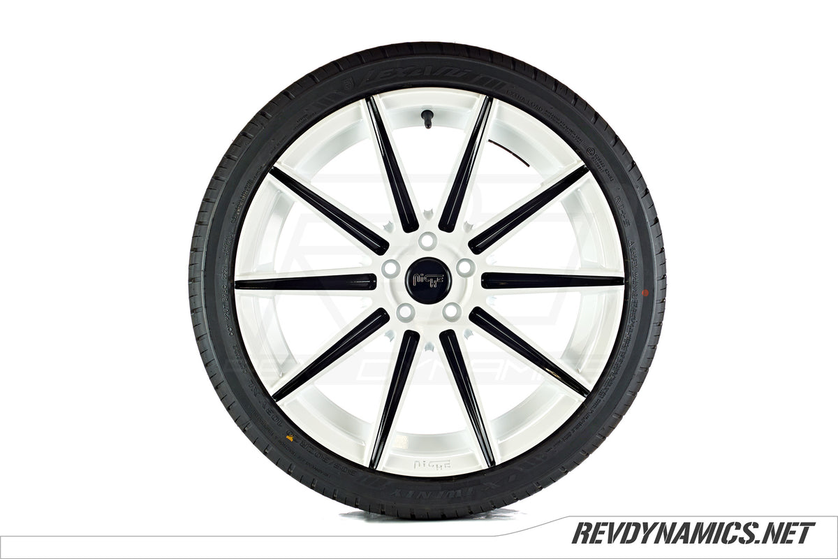 Niche Tifosi Wheel Powdercoated in Black and White 