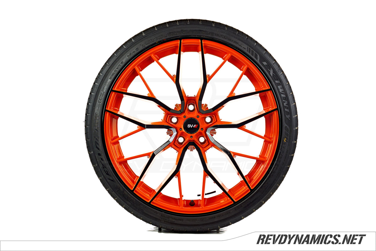 Savini SV-F2 Wheel Powdercoated in Desert Sky Orange and Black 