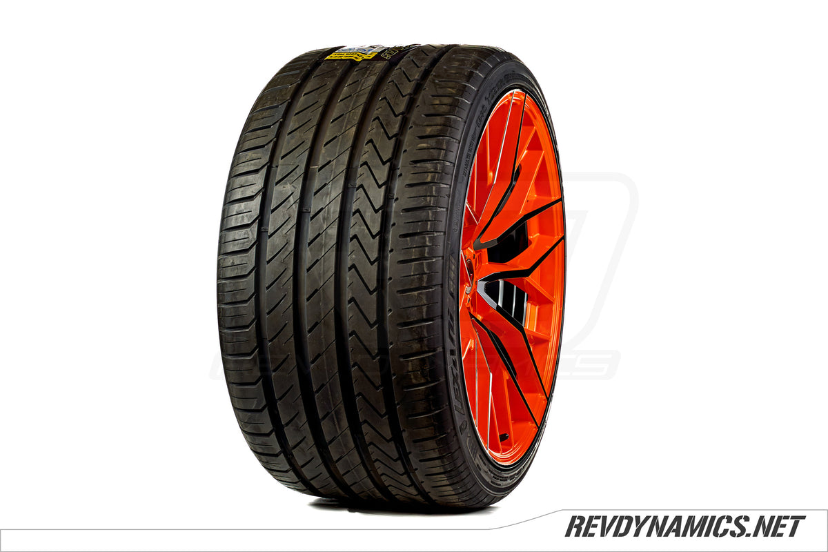 Savini SV-F2 with Lexani LX-Twenty tire custom painted in Desert Sky Orange and Black 