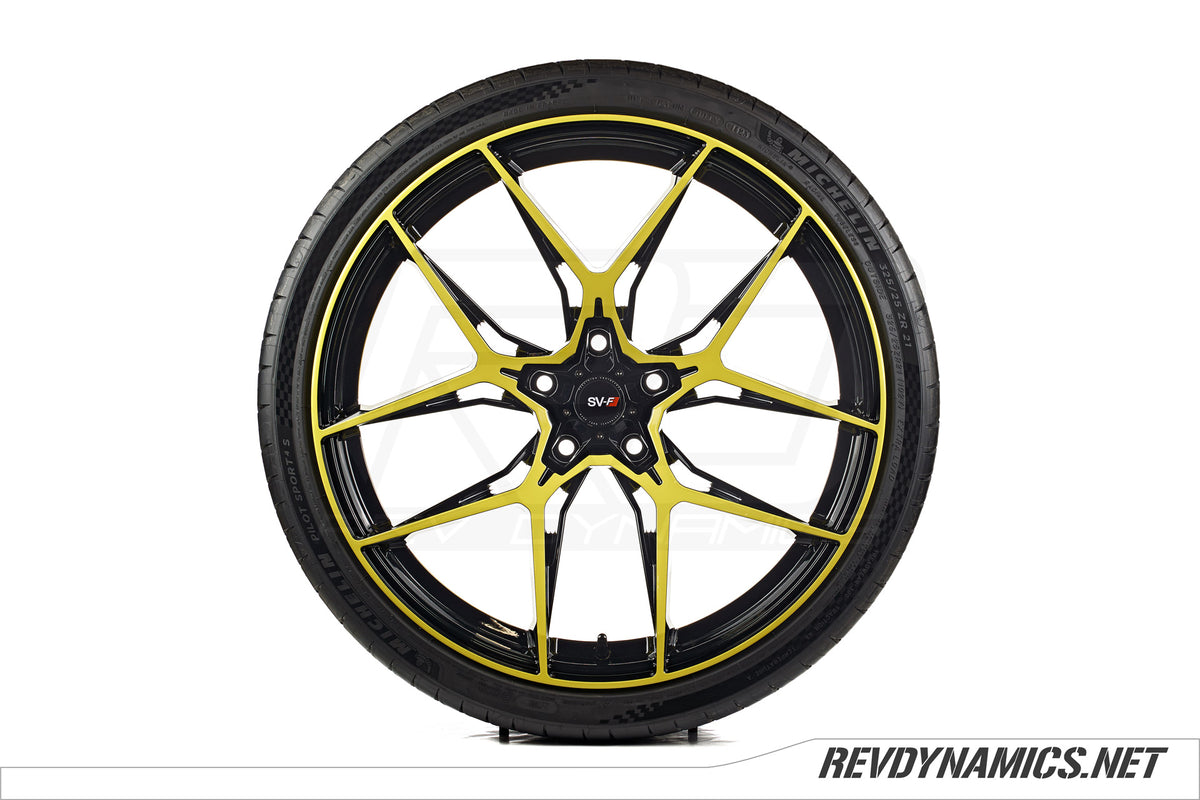 Savini SV-F5 Wheel Powdercoated in Accelerate Yellow and Black