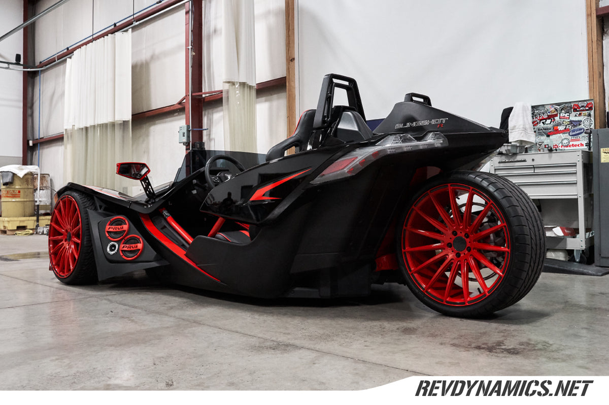 2020 Matte Black and Red Slingshot with Custom Asanti Wheels