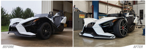 Polaris Slingshot Before and after air ride and wheels