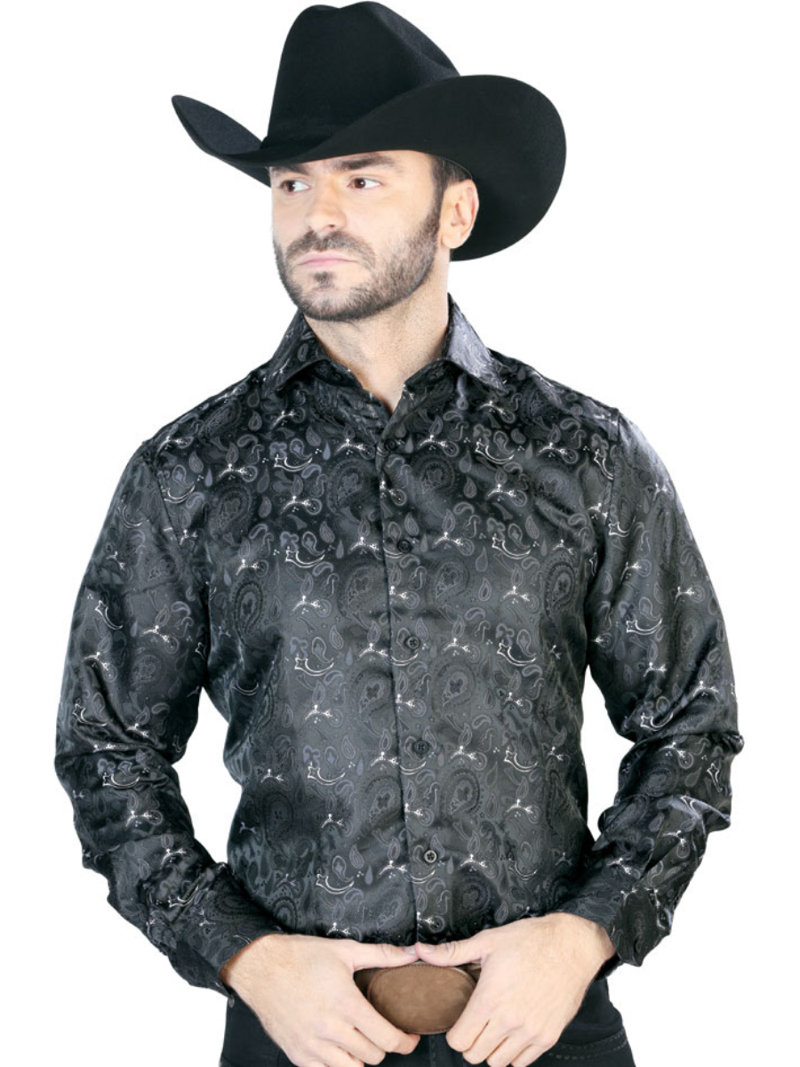 Mens Elastic Cotton Denim Shirt Long Sleeve Cowboy Casual Slim Fit -  Mythology Merchant