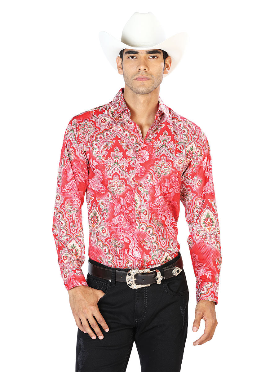 Camisa Vaquera Manga Larga Estampada Rojo para Hombre El Se or de los Cielos ID 43581