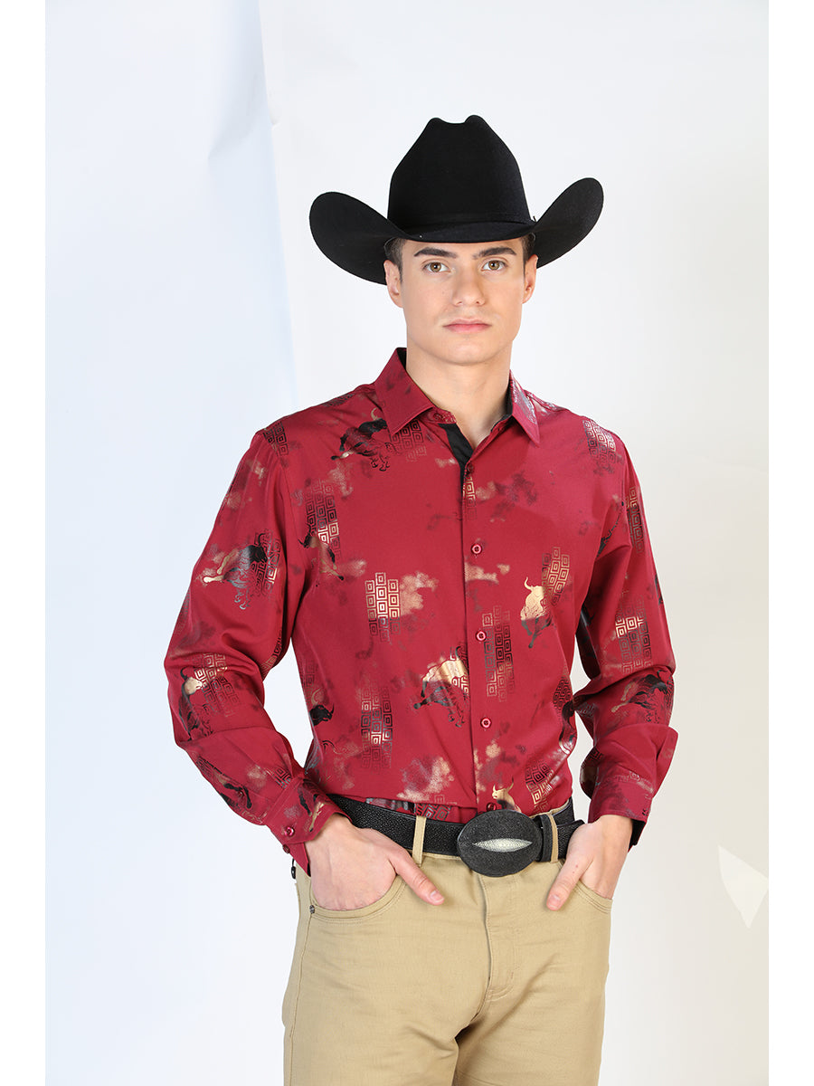 Camisa Vaquera Manga Larga Estampada Toros - Western Shirt – Don Max