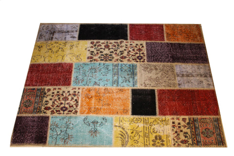 Turkish Patchwork Style Hand Knotted Rug 3'.0'' x 9'.3"