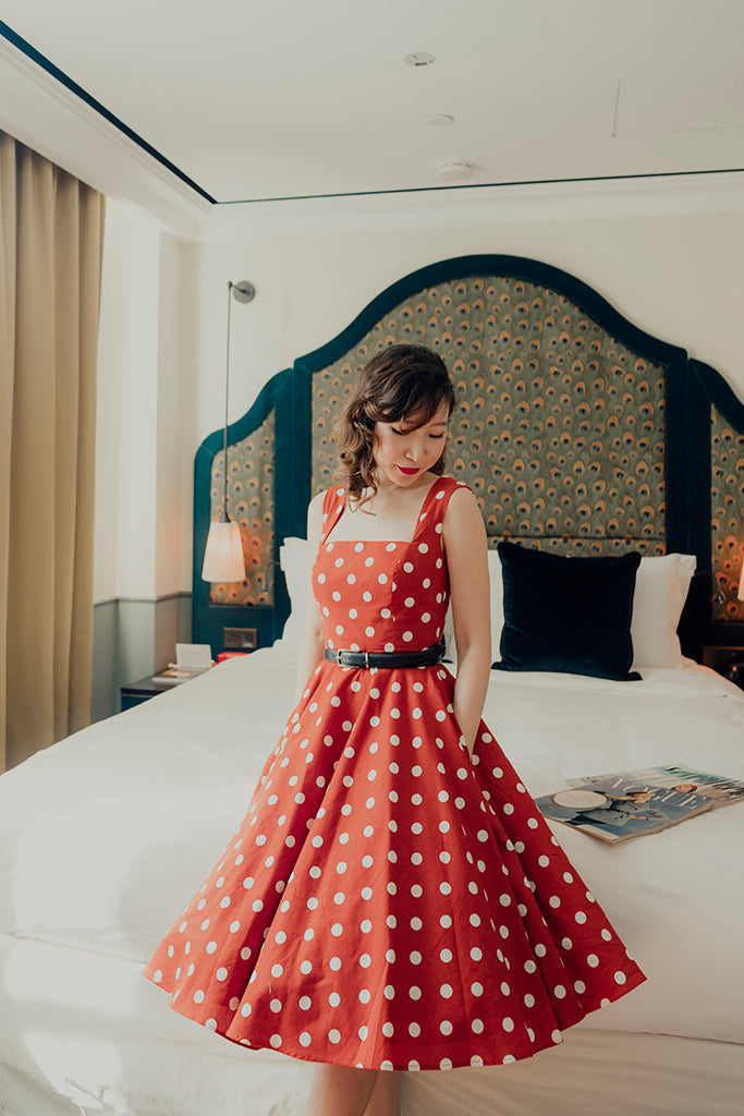 burnt orange swing dress