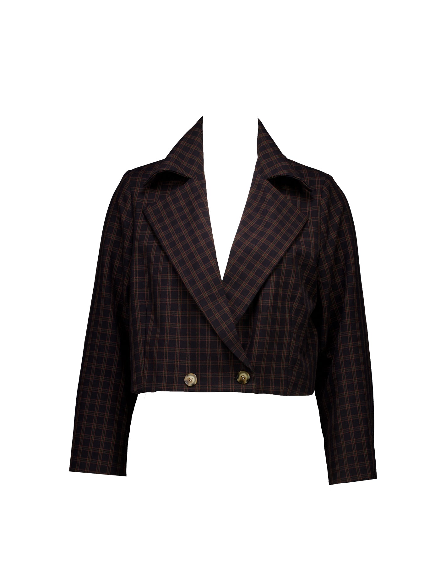 Cropped Blazer, Crepe Check