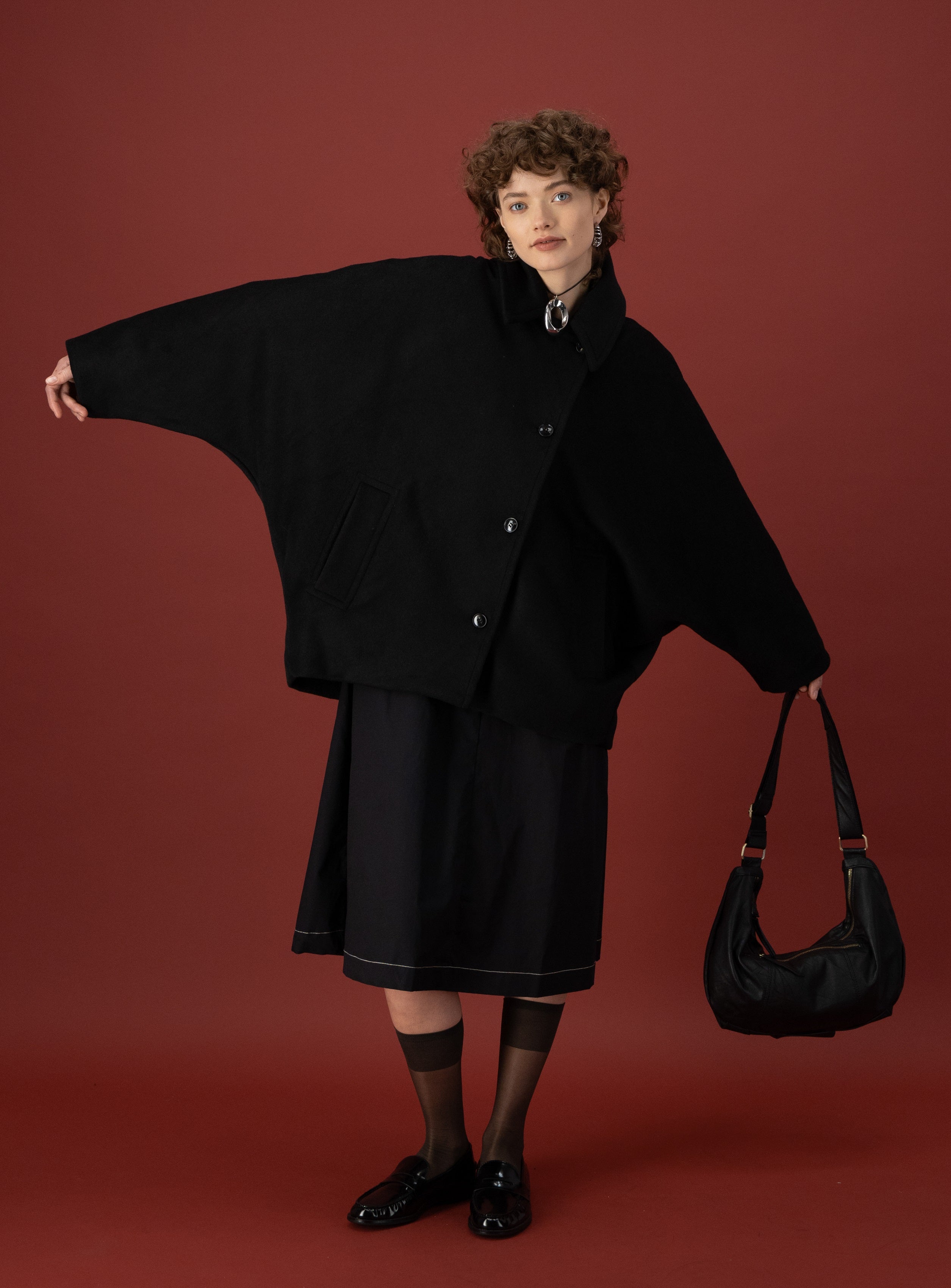 Priscilla Cape Coat, Black