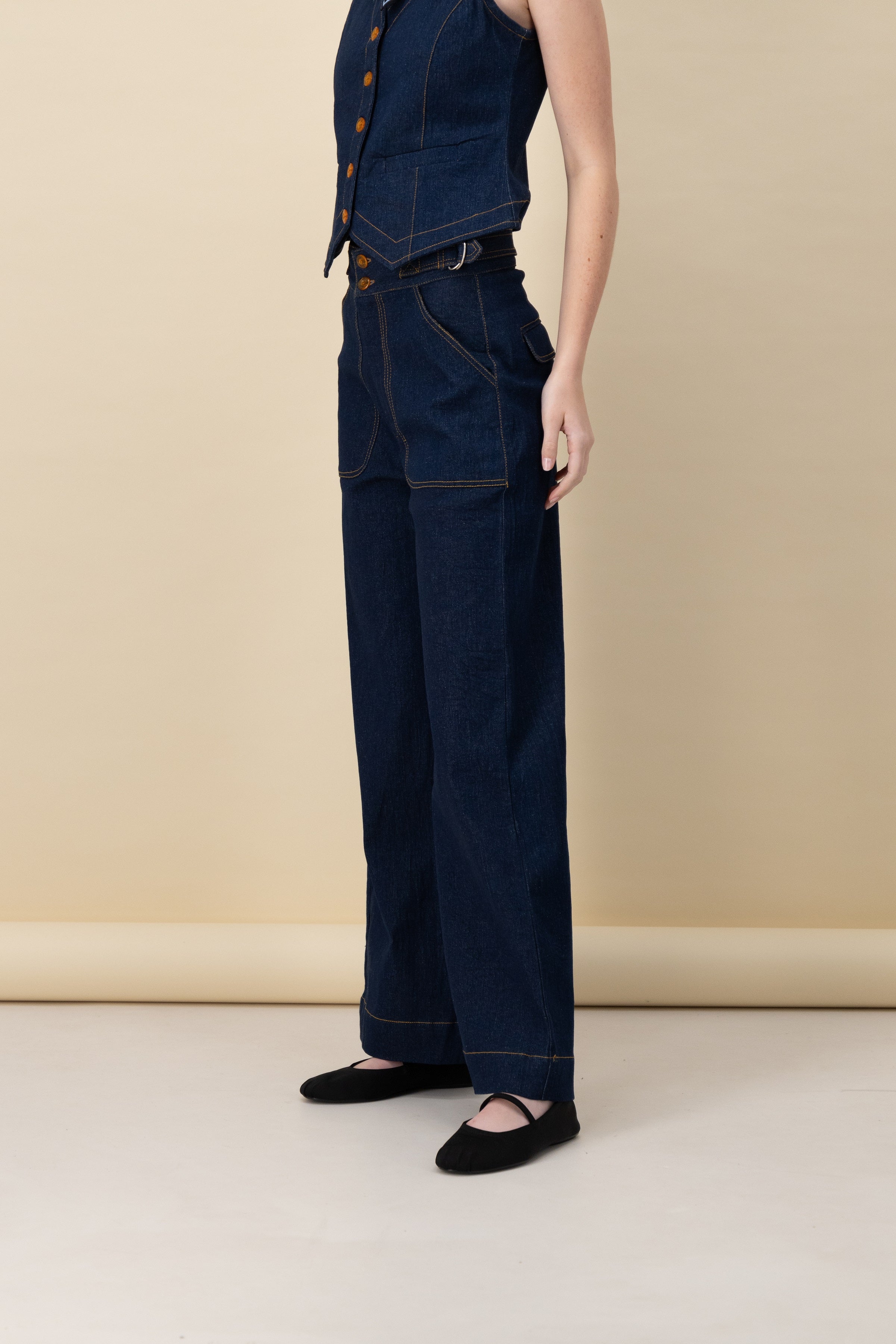 Side Tab Pant in Blue Denim